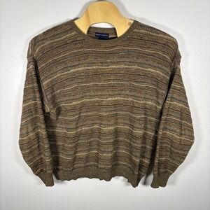 Vintage Grandpa Sweater XLarge Brown Multi Stripe Knit Pullover